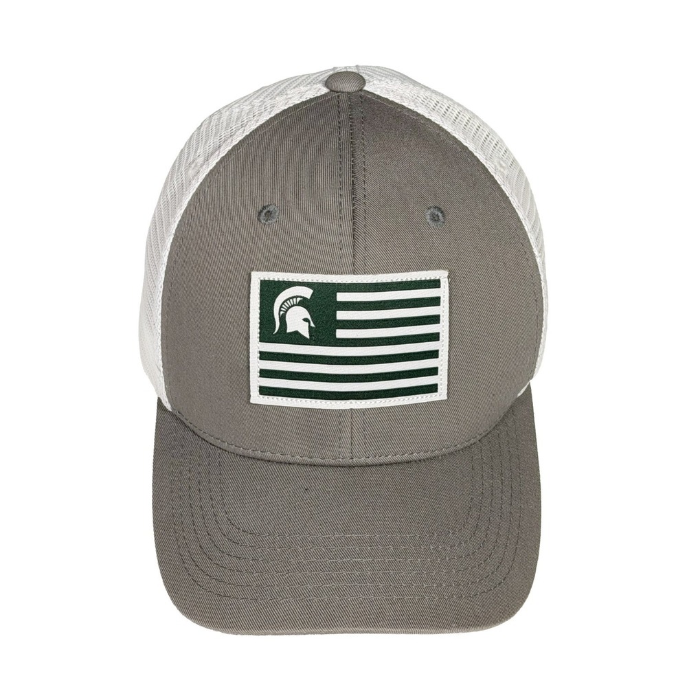 Top of the World Michigan State Spartans Flag Snapback Trucker Hat Grey White